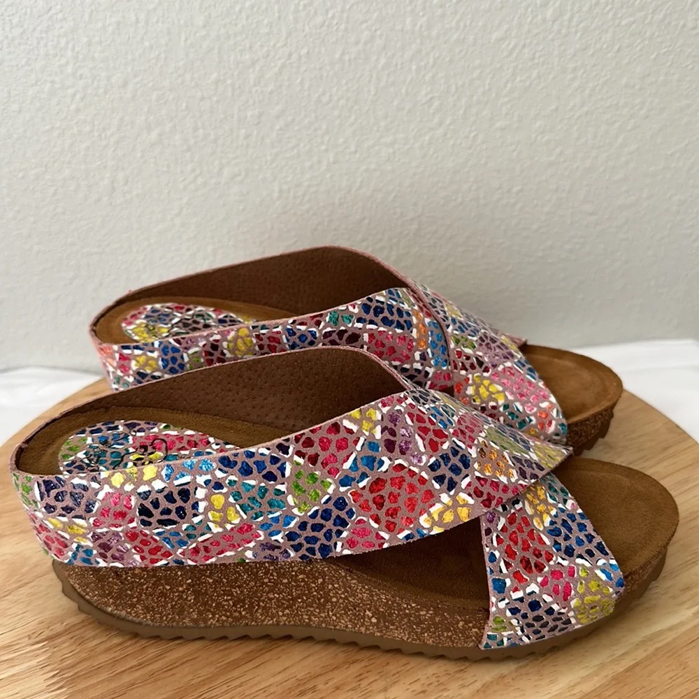 Hee Leather Printed Wedge Sandals